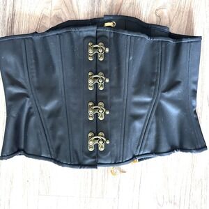 34" Underbust Corset By Faire Treasures‎ Black Cashmere Wool  Brass Swing Hooks
